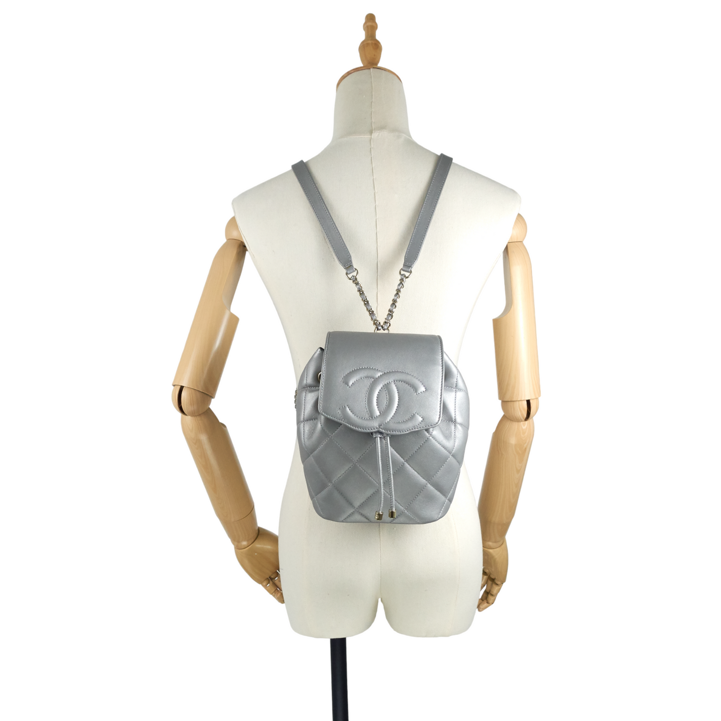 CC Lambskin Leather Chain Flap Backpack