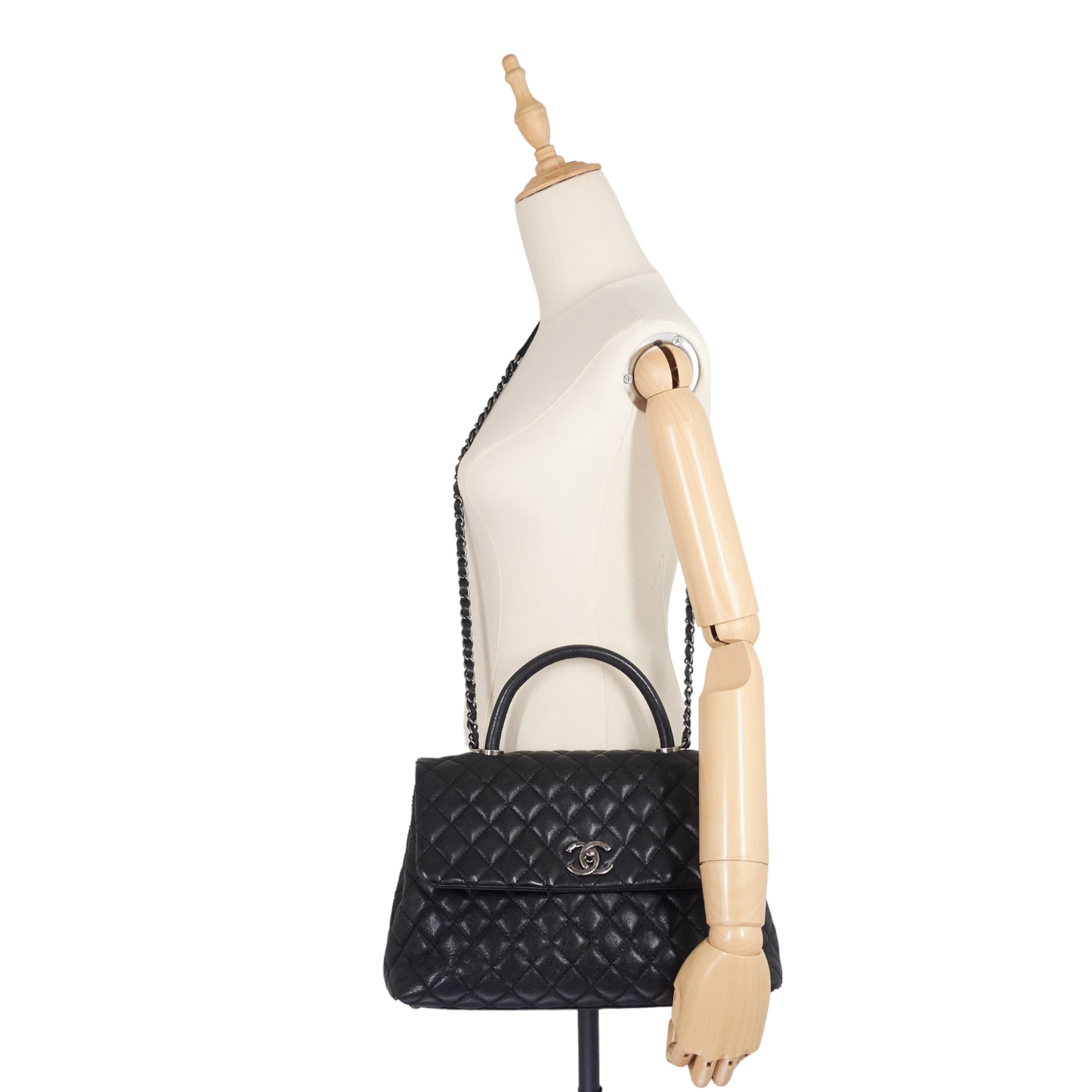 Coco Top Handle Medium Caviar Leather Bag