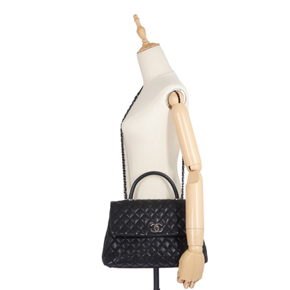 Coco Top Handle Medium Caviar Leather Bag