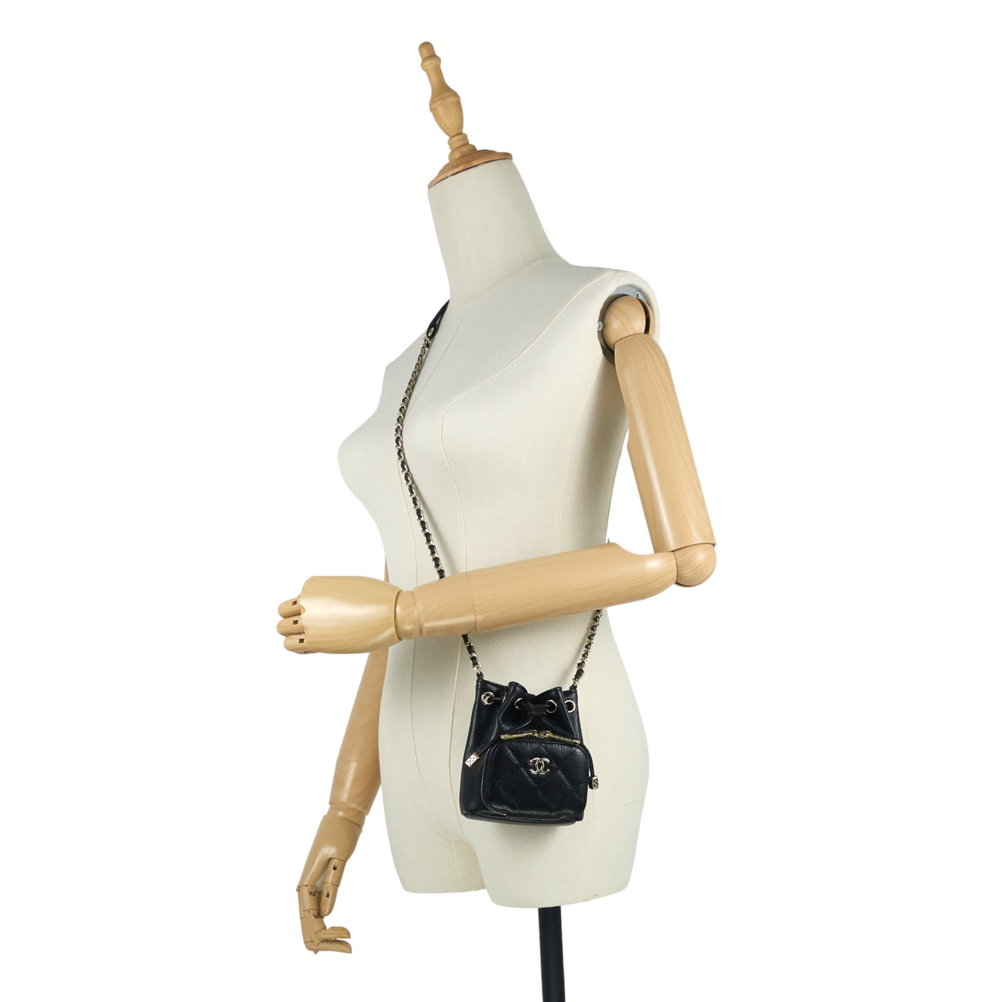 Mini CC Bucket Pocket Caviar Leather Bag