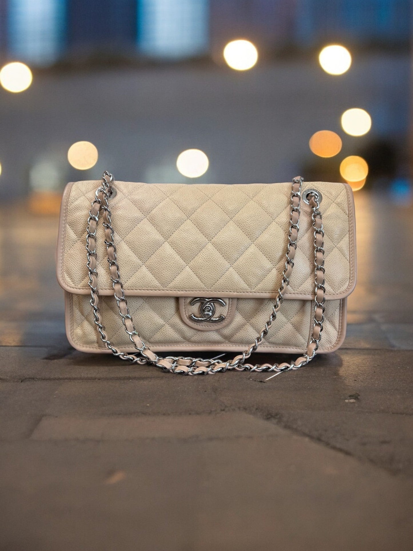 Chanel Beige Caviar Leather French Rivera