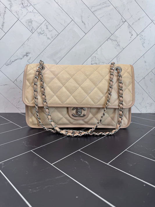 Chanel Beige Caviar Leather French Rivera