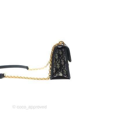 Dior 30 Montaigne East-West Bag With Chain Blue Dior Oblique Jacquard