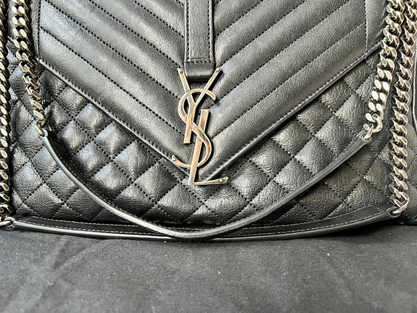 Yves Saint Laurent (YSL) Large Black Lambskin College