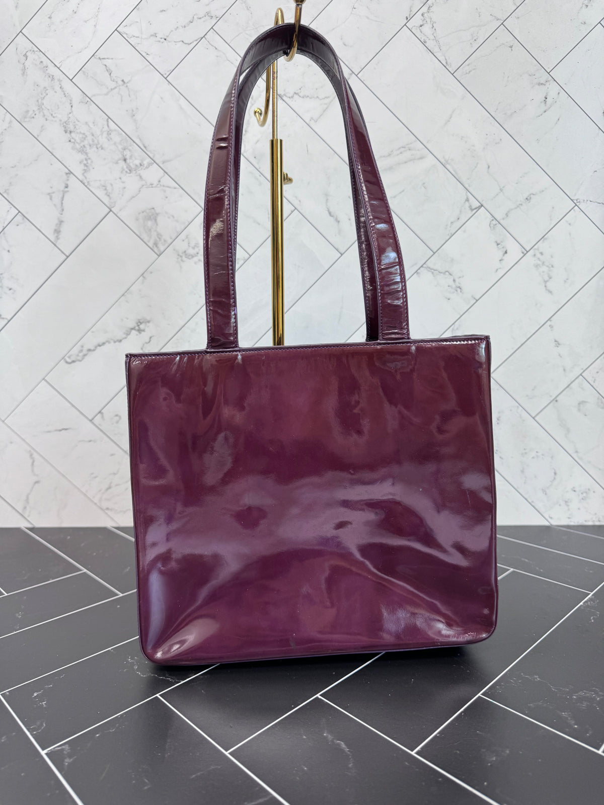 Chanel Plum Patent Leather Shoulder Bag