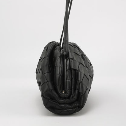 Bottega Veneta Pouch Mini Intrecciato Black Lambskin Leather Crossbody Bag