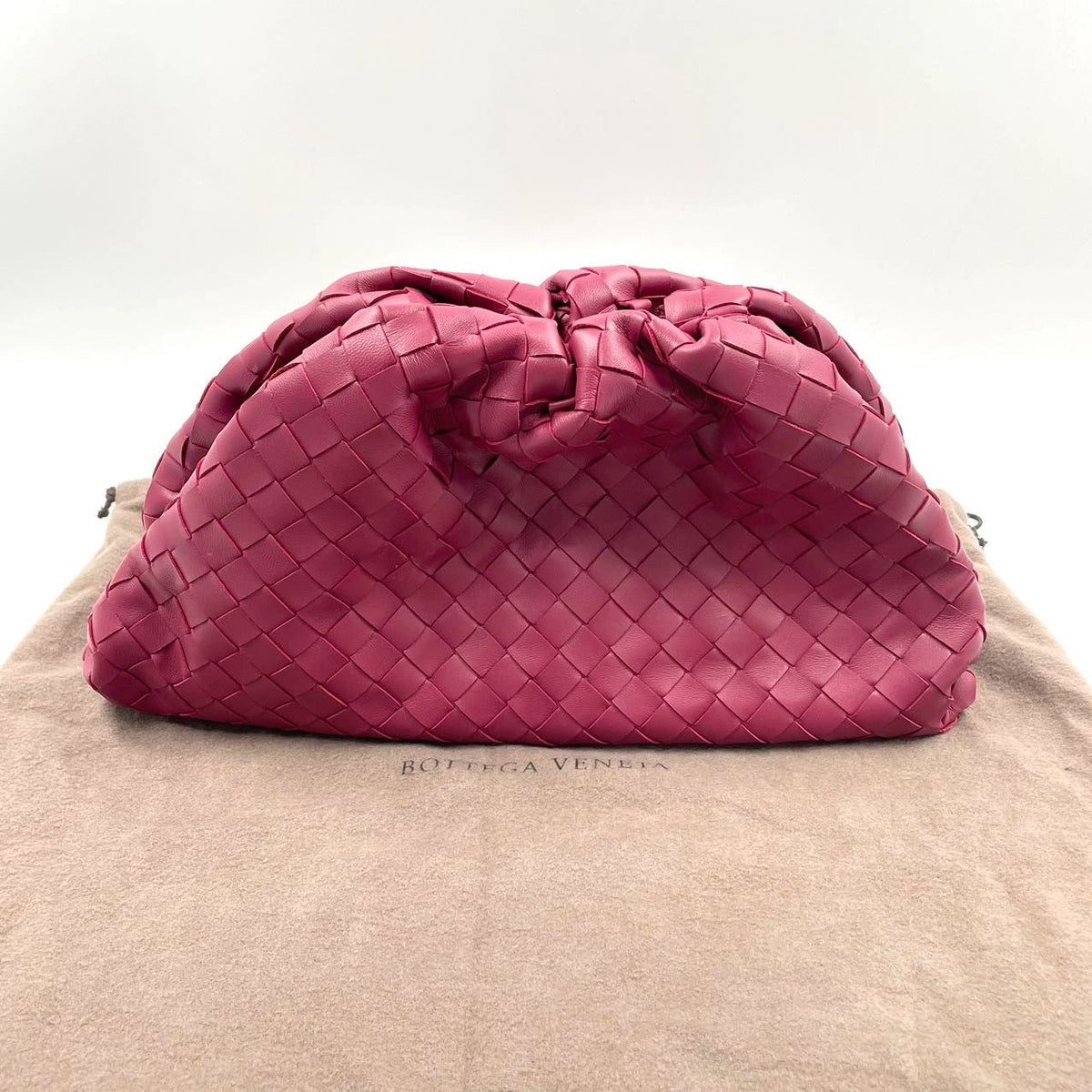 Bottega Veneta Pouch Large Intrecciato Leather Clutch Burgundy