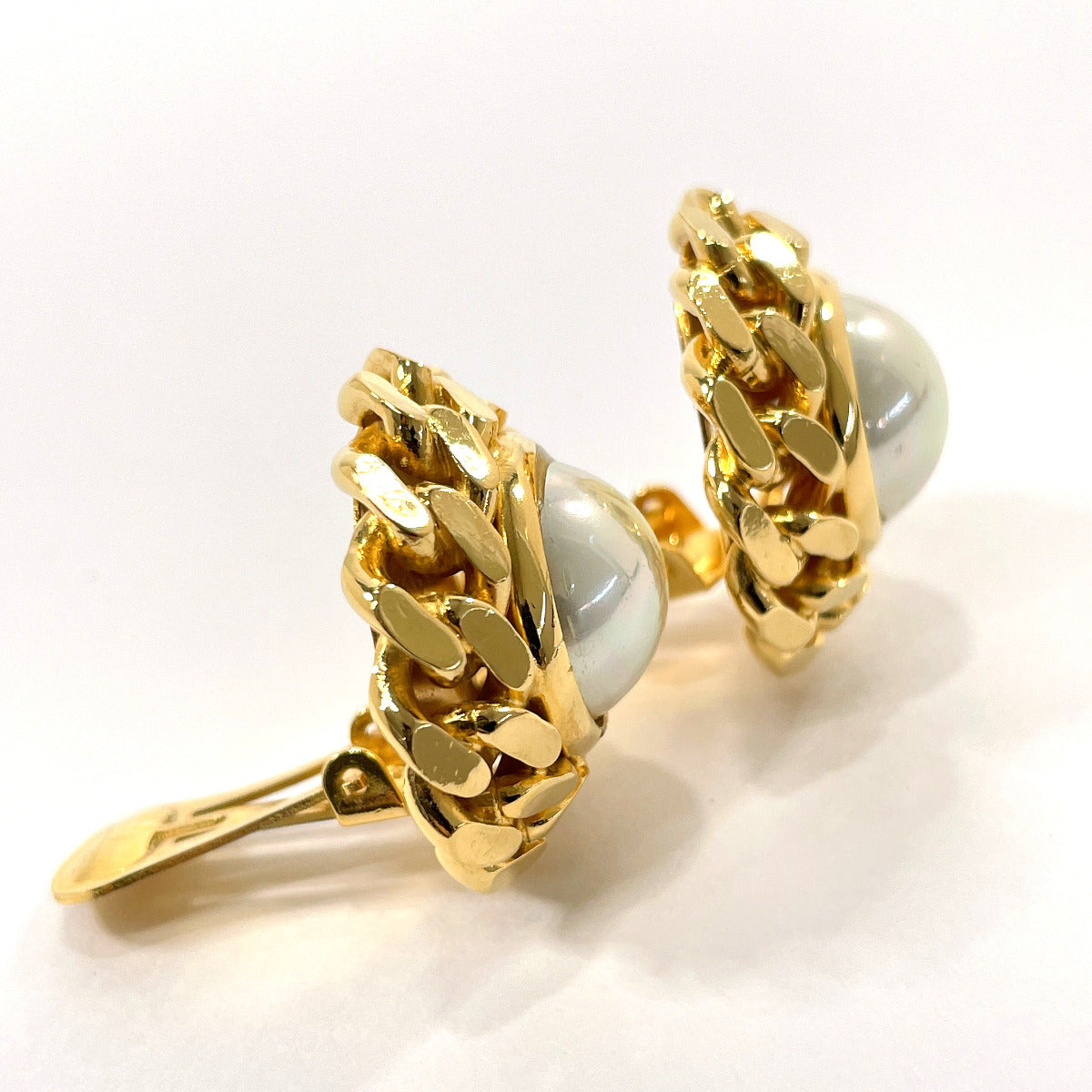 CELINE Earring Metal, Faux Pearl gold Women Secondhand