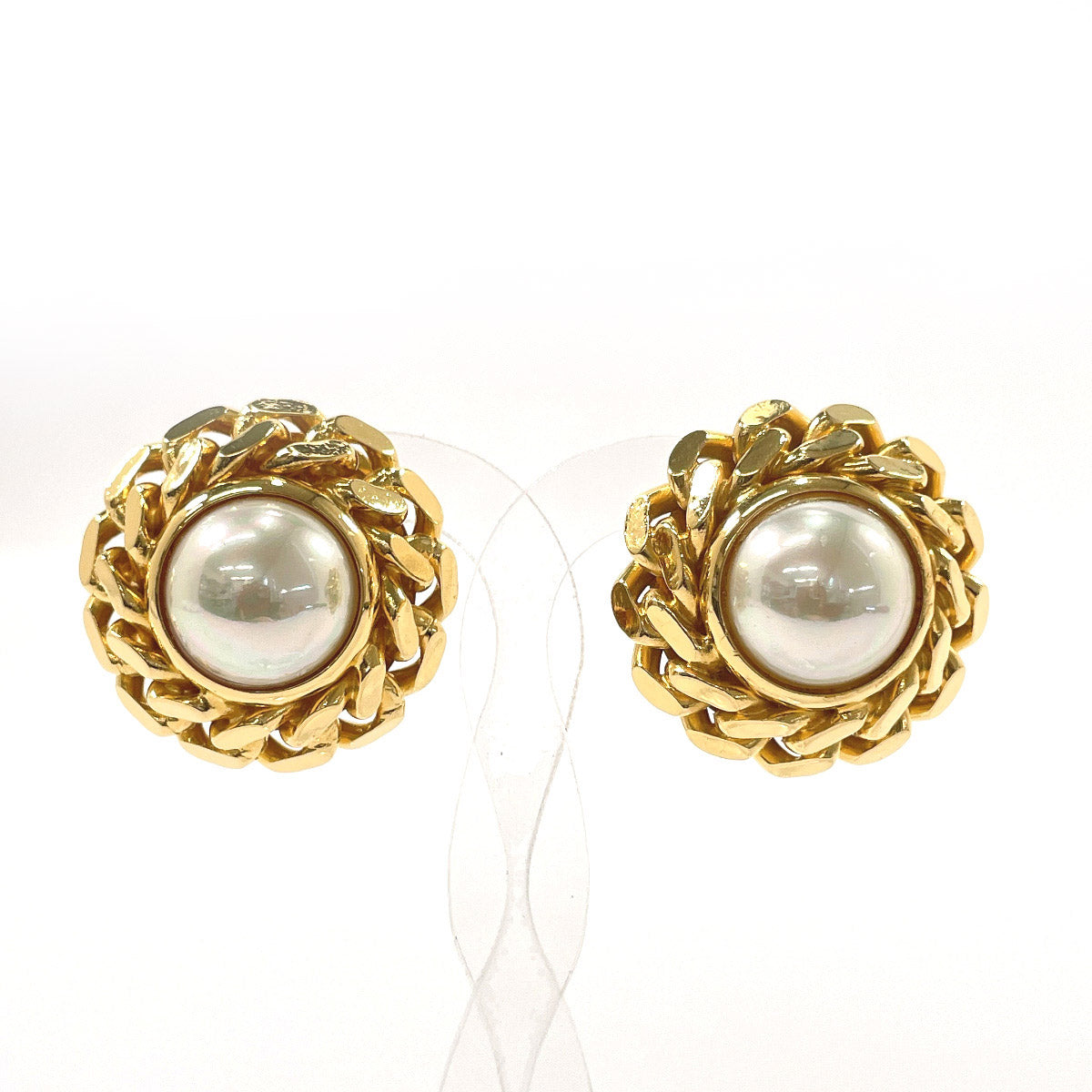 CELINE Earring Metal, Faux Pearl gold Women Secondhand