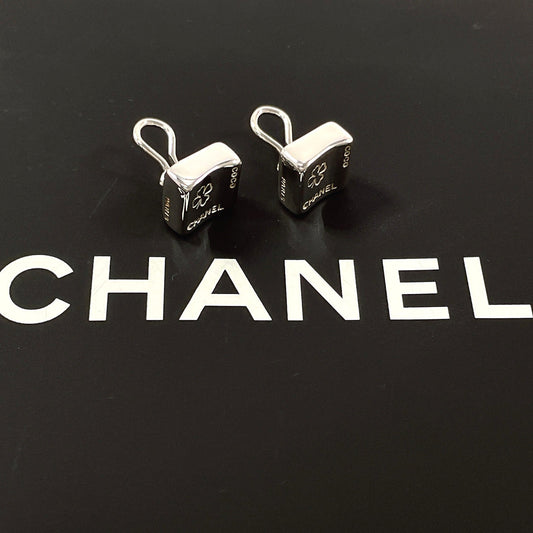 CHANEL Earring Silver925 Silver vintage square clover