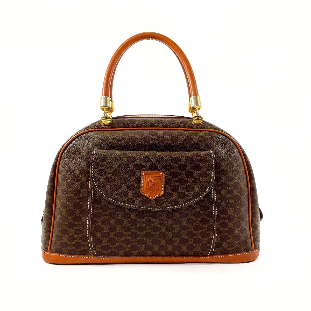CELINE Handbag PVC, Leather Brown Macadam Women Used