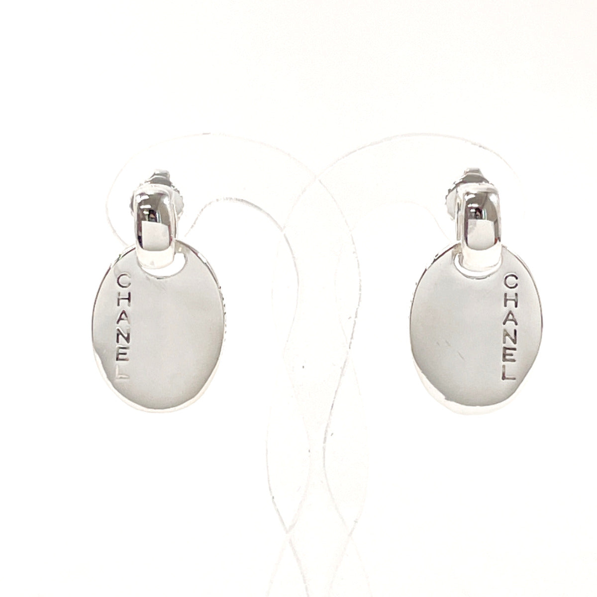 CHANEL Pierce Silver925 Silver Oval With logo