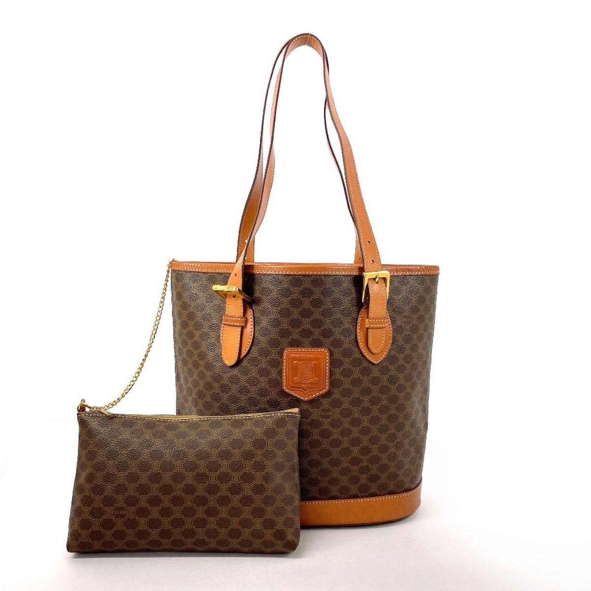 CELINE Shoulder Bag PVC, Leather Brown vintage Macadam Women Used
