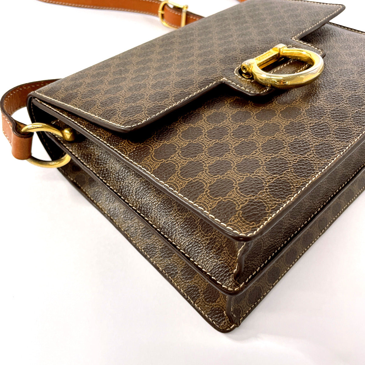 CELINE Shoulder Bag PVC, Leather Brown Macadam Women Used