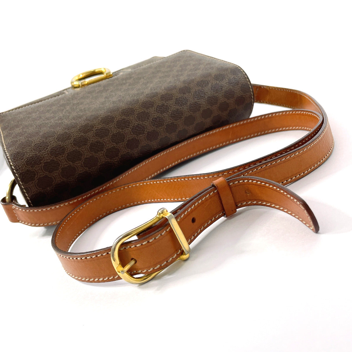 CELINE Shoulder Bag PVC, Leather Brown Macadam Women Used