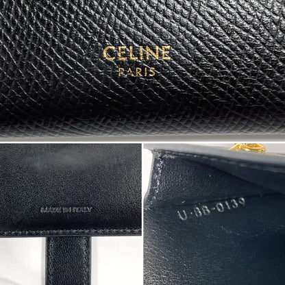 CELINE Bifold Wallet leather black Medium strap wallet Women Used