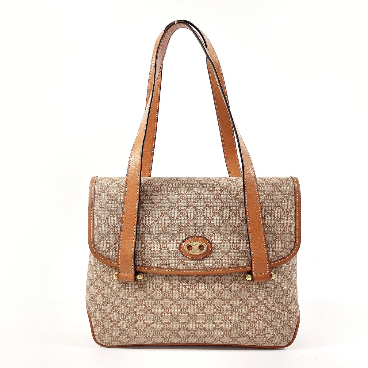 CELINE Handbag PVC, Leather Brown Macadam Women Used