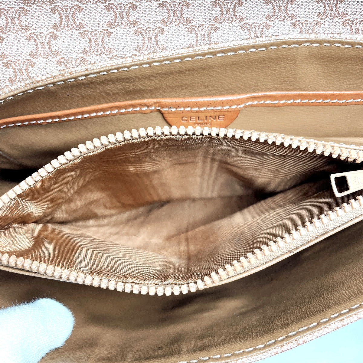CELINE Handbag PVC, Leather Brown Macadam Women Used