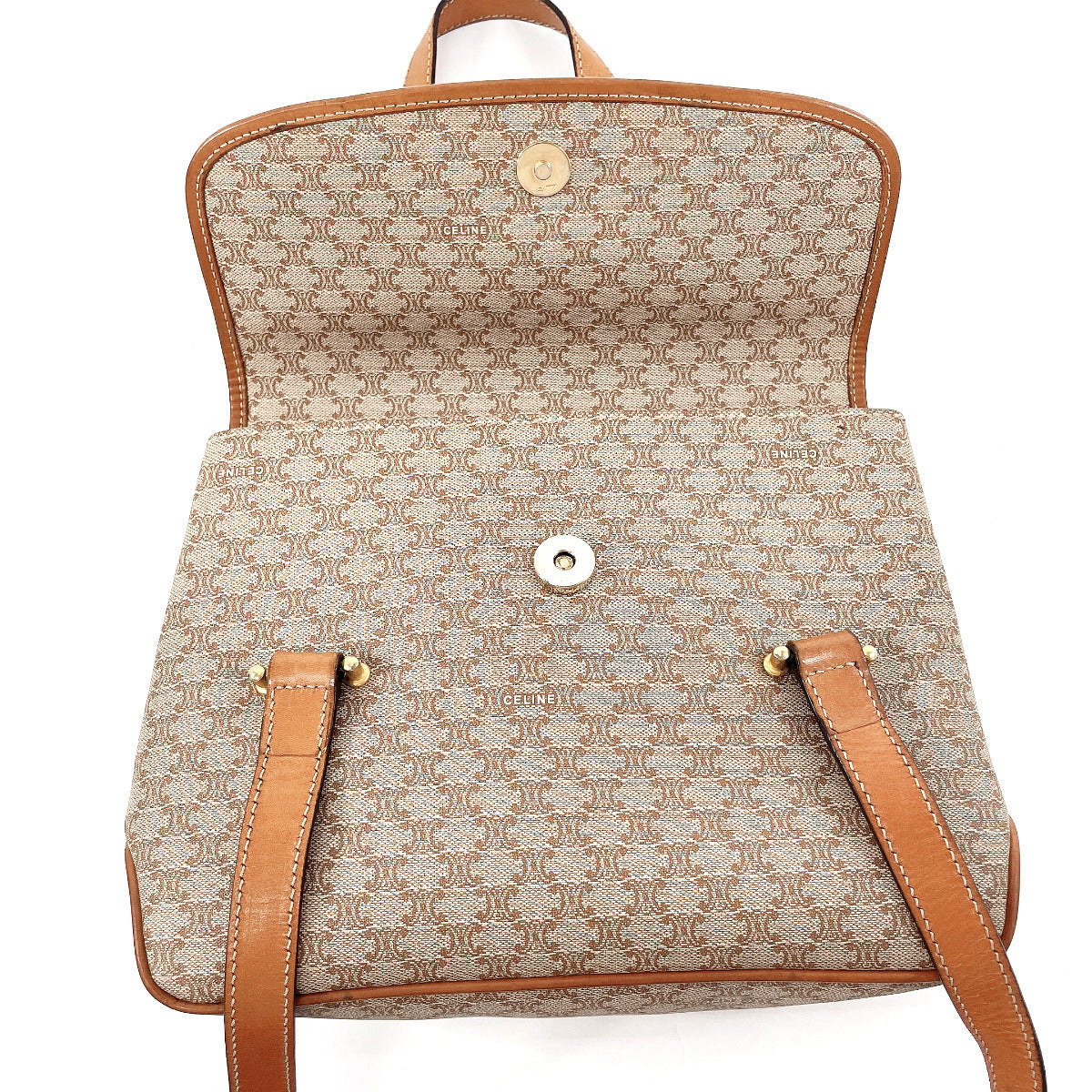 CELINE Handbag PVC, Leather Brown Macadam Women Used
