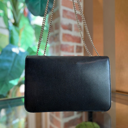GUCCI  Interlocking G Black Dollar Calfskin Shoulder Bag