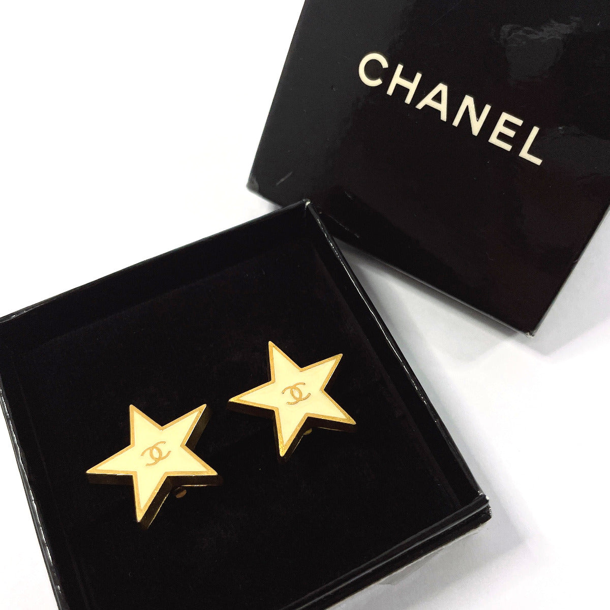 Chanel Star Coco Mark Earrings Gold