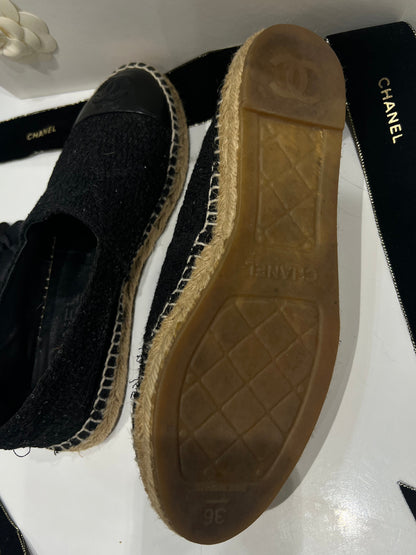 Chanel - espadrilles tweed et sequins noirs