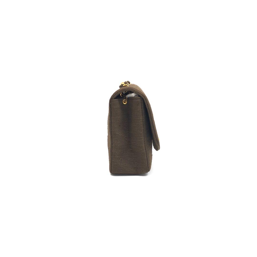 Chanel Diana Medium Vintage Chocolate Brown Fabric Single Flap with 24k Gold Plated Hardware 1991-1994