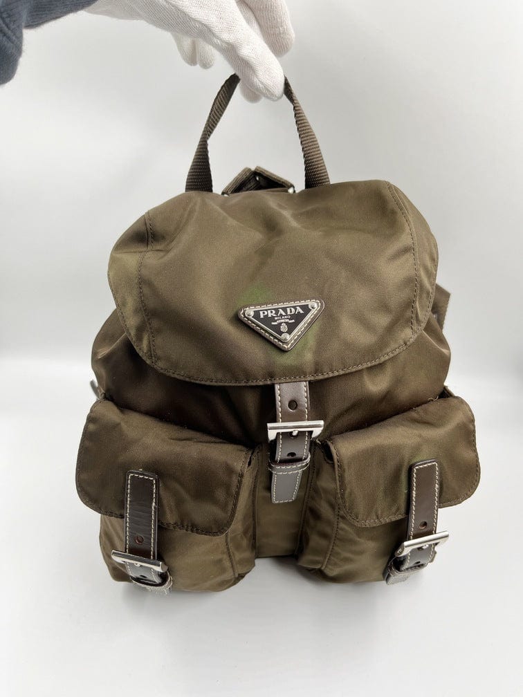 Prada Khaki Nylon Backpack