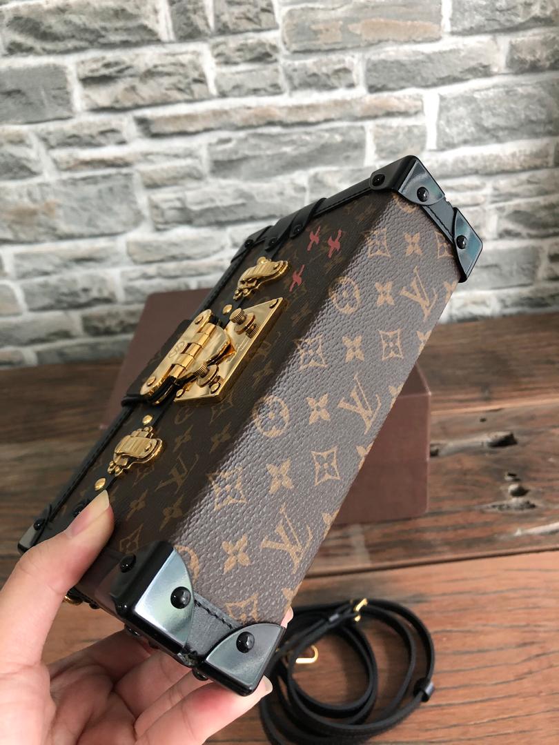 Louis-Vuitton Petite Malle Monogram Leather Bag with Strap