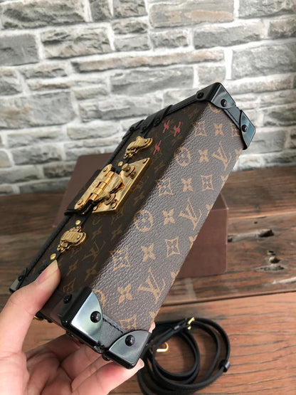 Louis-Vuitton Petite Malle Monogram Leather Bag with Strap