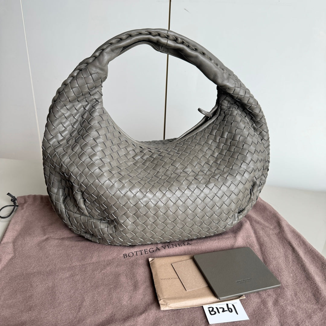 Bottega Veneta Belly Hobo Intrecciato Grey Leather Medium 40cm