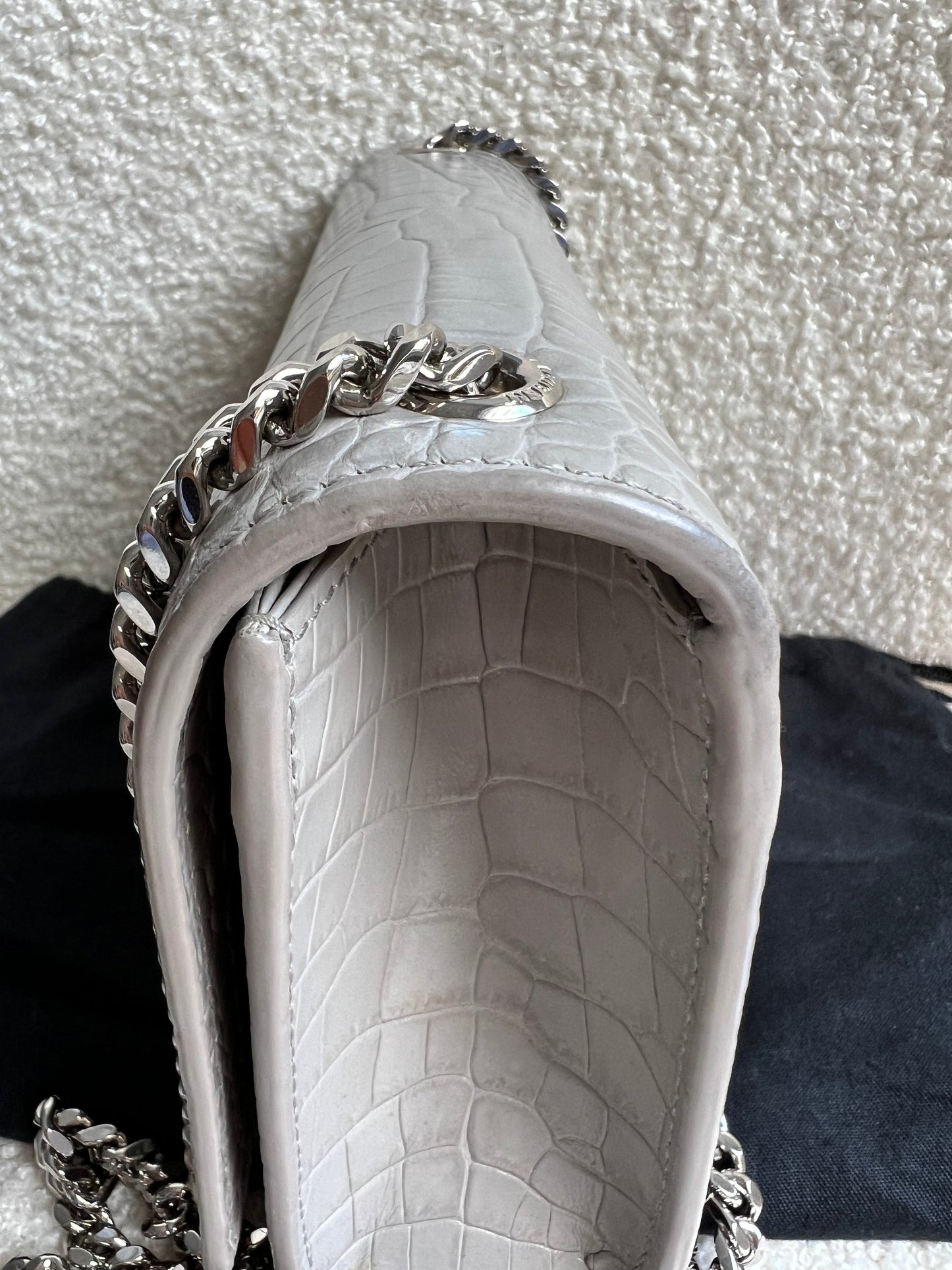 Yves Saint Laurent (YSL) Light Grey Croc Small Kate