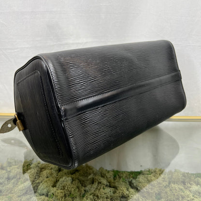 LOUIS VUITTON Speedy 30 Black Epi Leather Satchel Bag