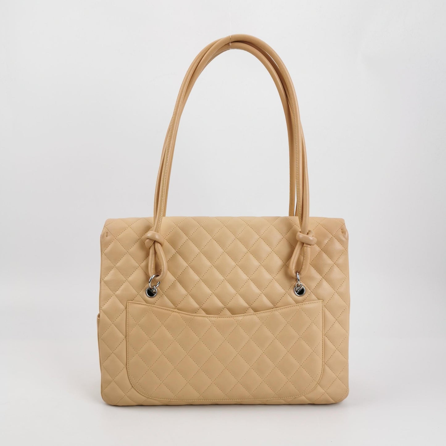 Chanel Cambon Flap Maxi Beige Calfskin Leather Double Strap Shoulder Bag