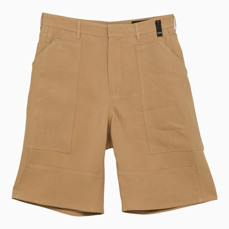 Fendi Beige Canvas Bermuda Shorts Men