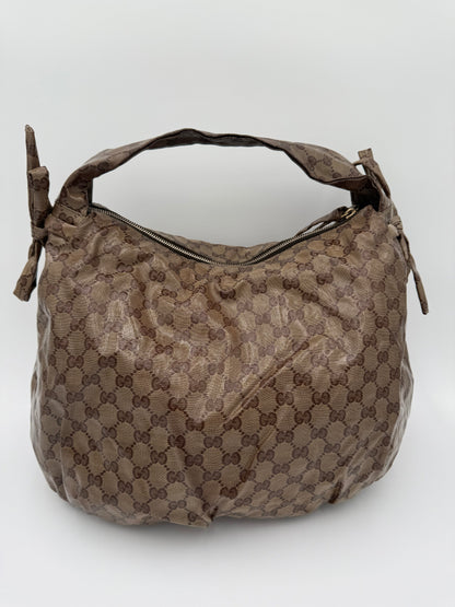 Handbag Luxury Designer By Gucci In Brown, Size:Large