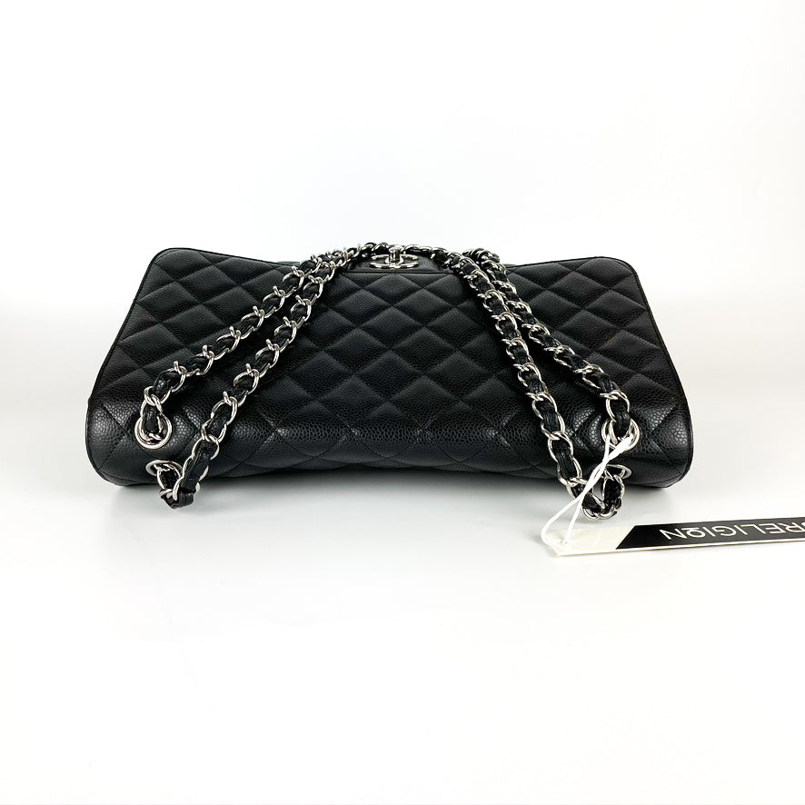 Maxi Single Flap Caviar Leather in Black SHW