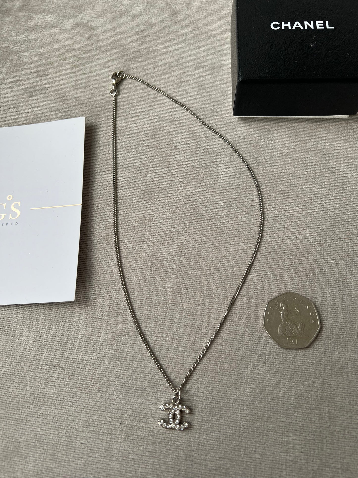 Chanel CC Crystal Pendant Necklace