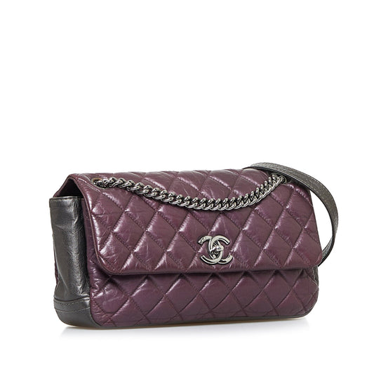 Purple Chanel Glazed Matelasse Portobello Flap Bag