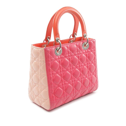 Medium Tricolor Lambskin Cannage Lady Dior