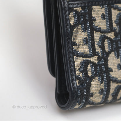 Christian Dior 30 Montaigne Blue Oblique Jacquard Wallet