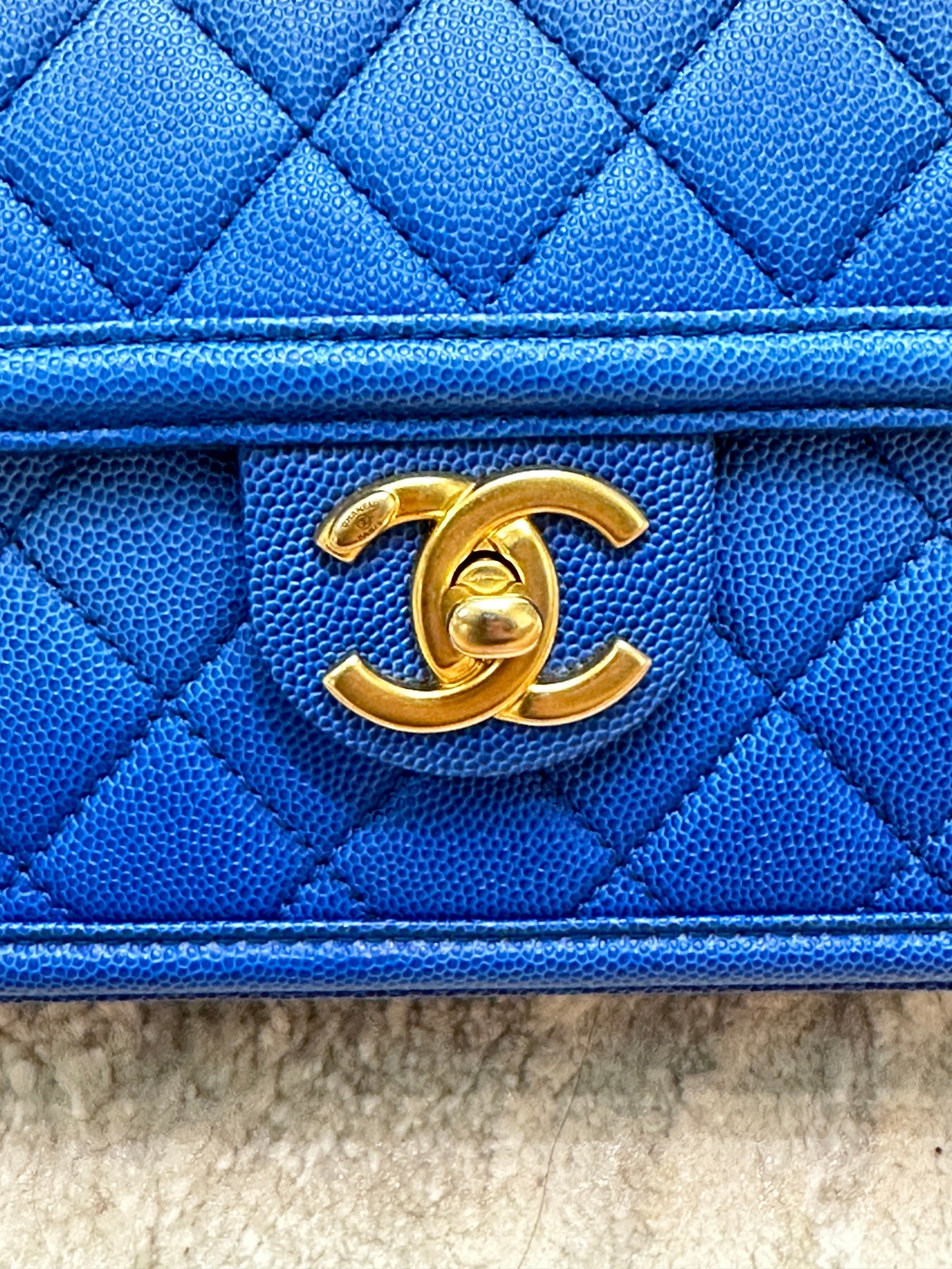 CHANEL Caviar Quilted Small Sunset On The Sea Flap Blue