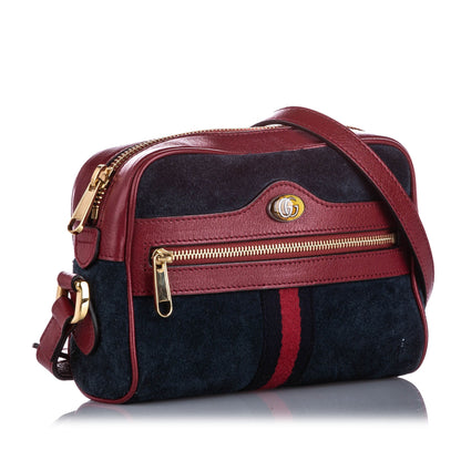 Gucci Gucci Mini Ophidia Suede Crossbody Bag Blue