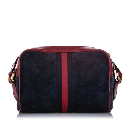 Gucci Gucci Mini Ophidia Suede Crossbody Bag Blue