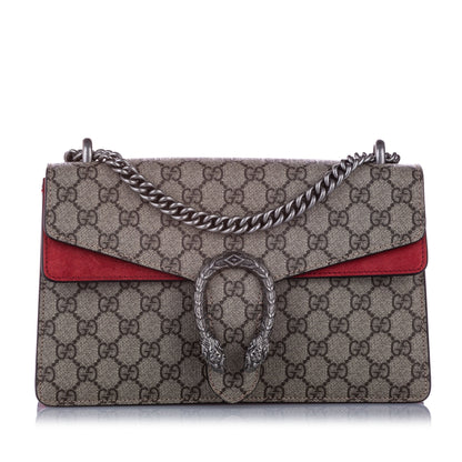 Gucci Medium GG Supreme Dionysus Shoulder Bag Brown and Beige SHW