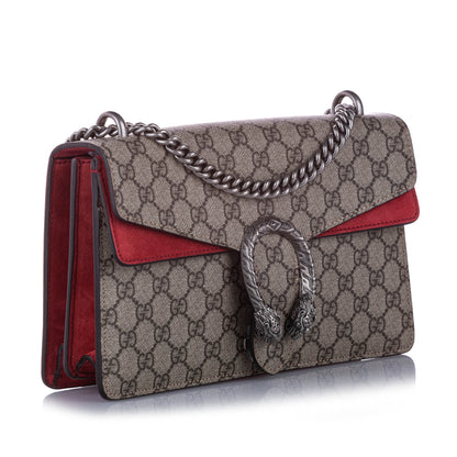 Gucci Medium GG Supreme Dionysus Shoulder Bag Brown and Beige SHW