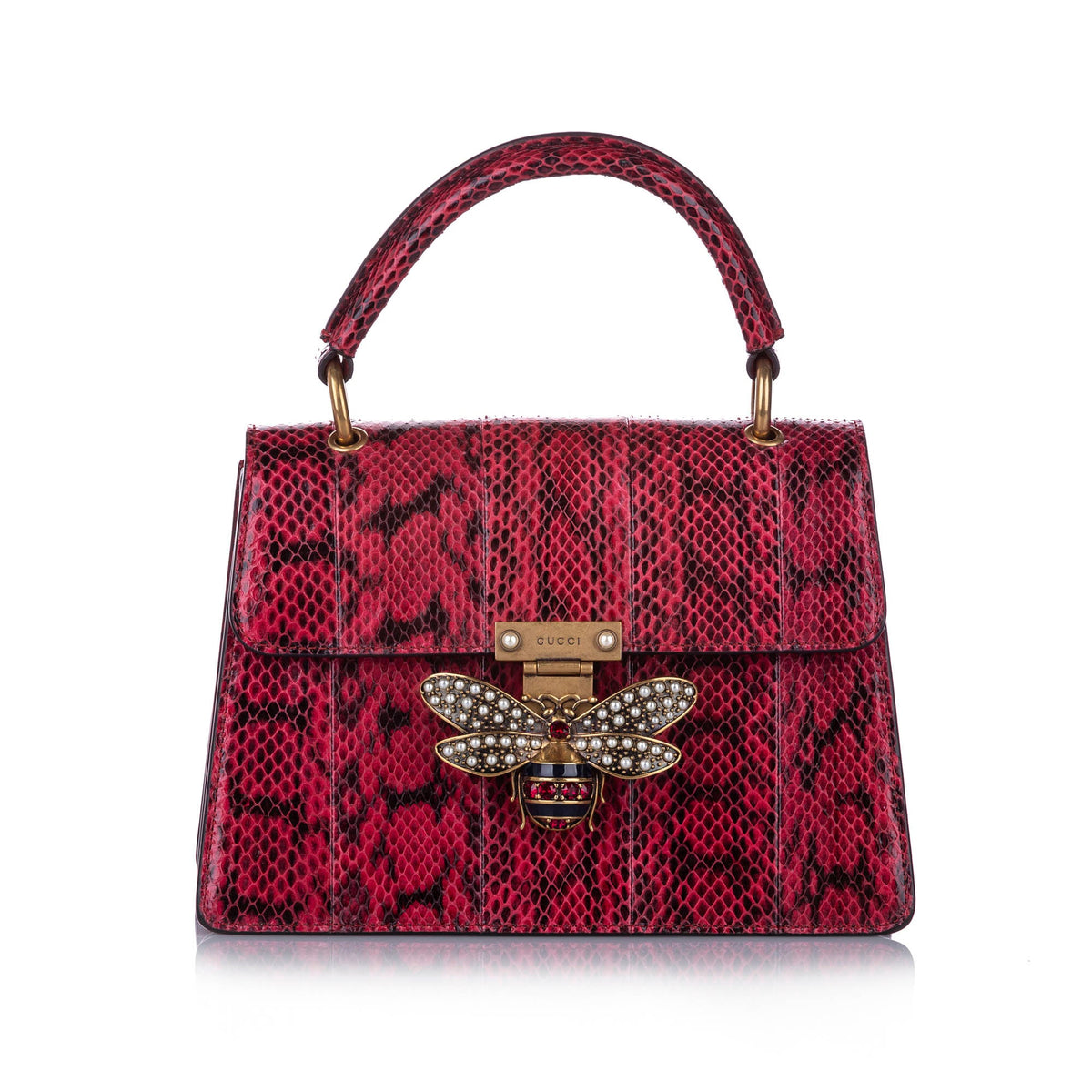 Gucci Queen Margaret Python Satchel Red