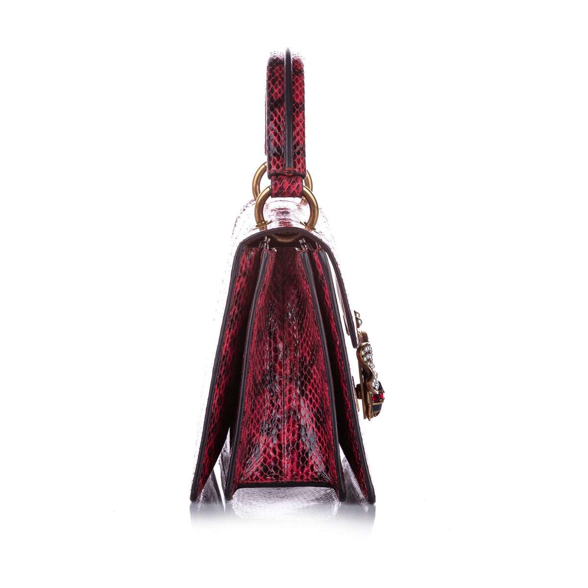 Gucci Queen Margaret Python Satchel Red