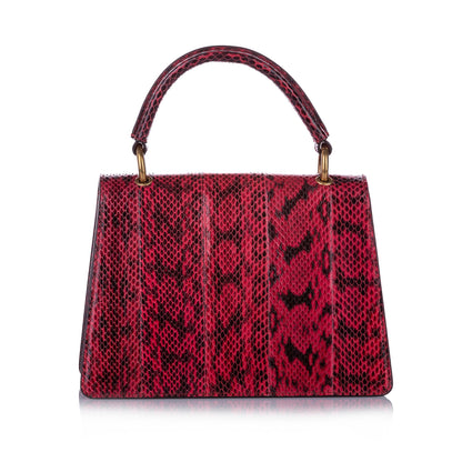 Gucci Queen Margaret Python Satchel Red