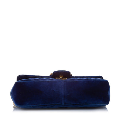 Gucci Mini GG Marmont Matelasse Velvet Blue